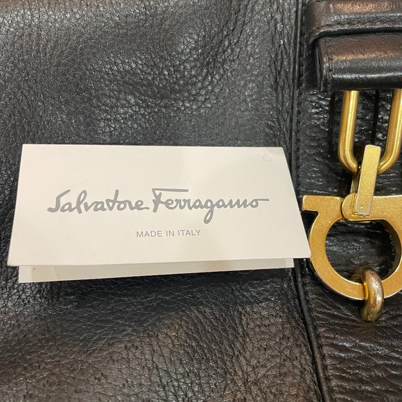 Authentic Salvatore Ferragamo Italian Leather Double Handle Glam Tote - Picture 13 of 13